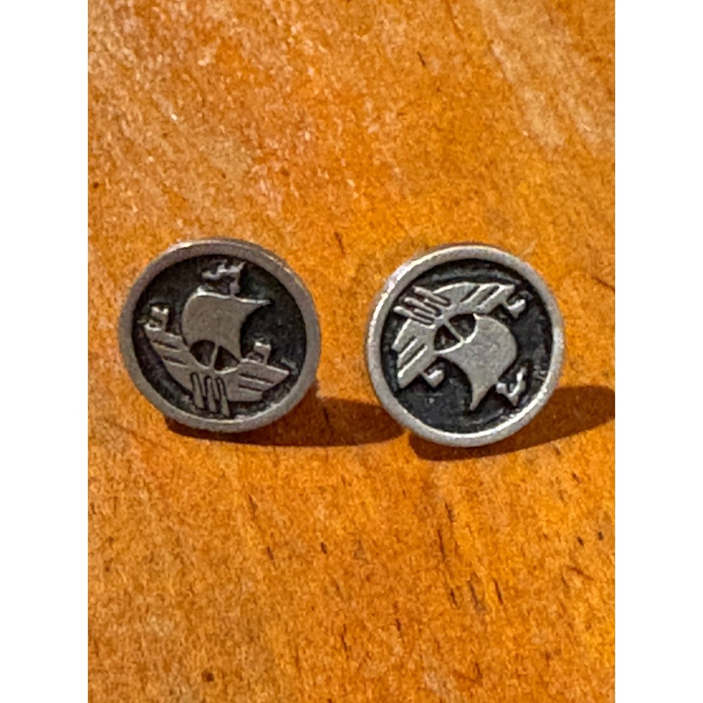 Unbranded Stud Earrings‎ Womens OS Earrings Silver Black Viking Ship Nautical